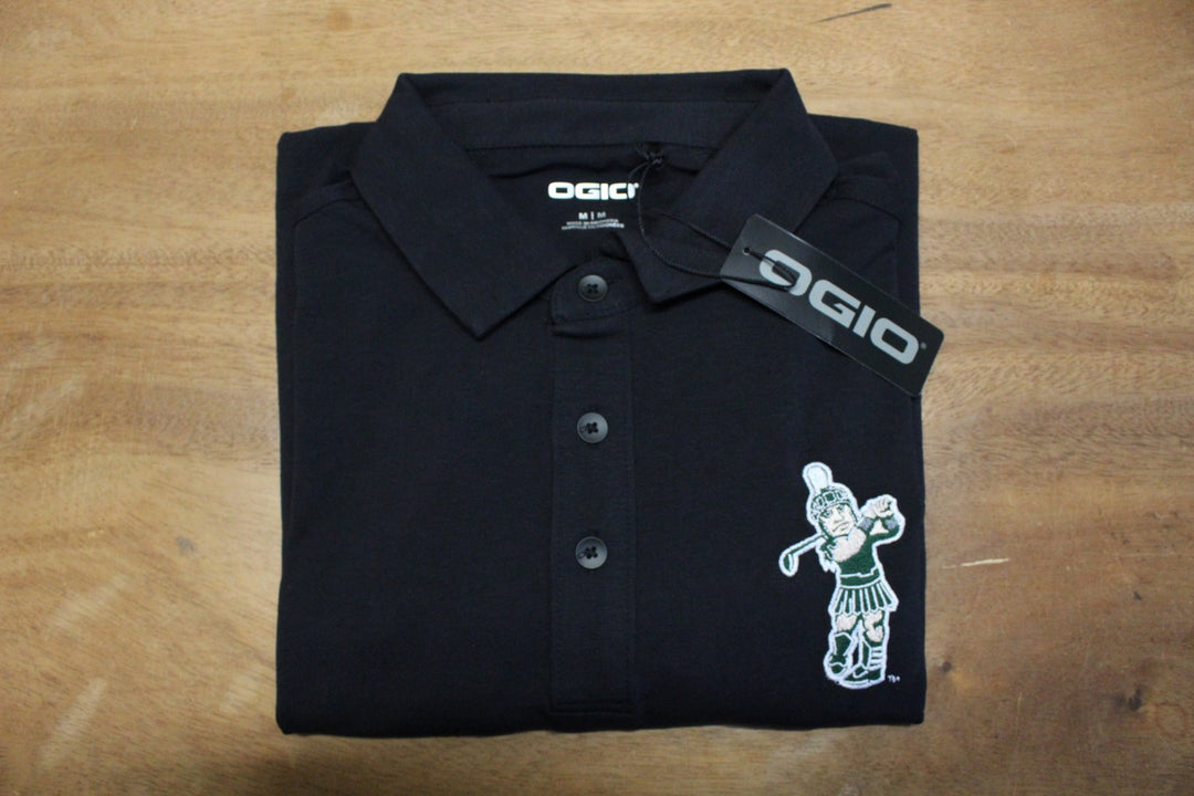 Michigan State University Golf Polo Golfing Sparty Black OGIO Polo