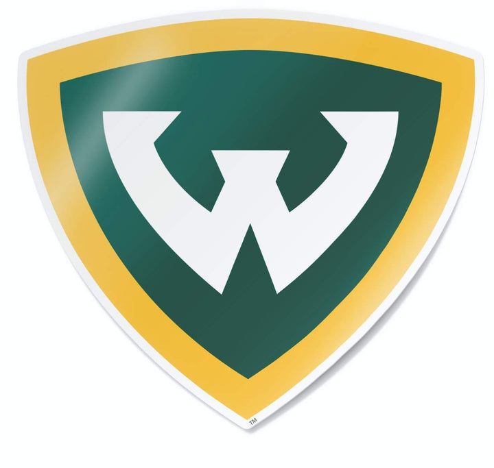 Wayne State University Warriors Primary Shield Logo Cornhole Decal (Full Color Block W)