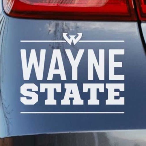 Wayne State University White Wordmark Logo Car Decal - Nudge Printing