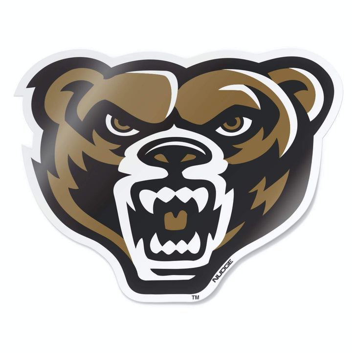 Oakland University Full Color Golden Grizzly Bear Head Car Decal - Nudge Printing