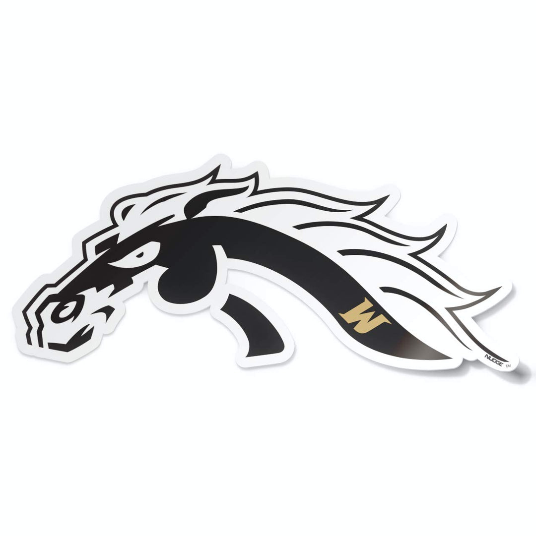 Western Michigan University Black & White Bronco Head Car Decal - Nudge Printing