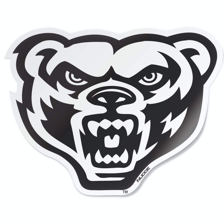 Oakland University Black & White Golden Grizzly Bear Head Car Decal - Nudge Printing