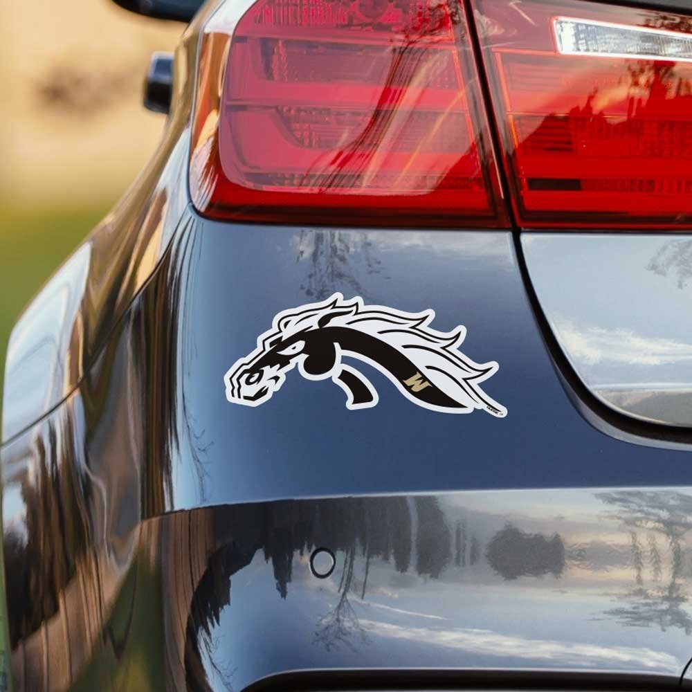 Western Michigan University Black & White Bronco Head Car Decal - Nudge Printing