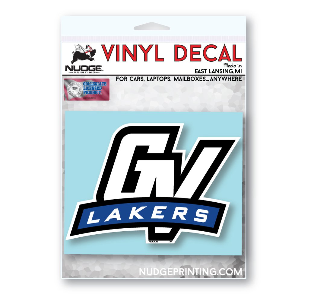 Grand Valley State University GV with Ribbon Logo Car Decal - Nudge Printing