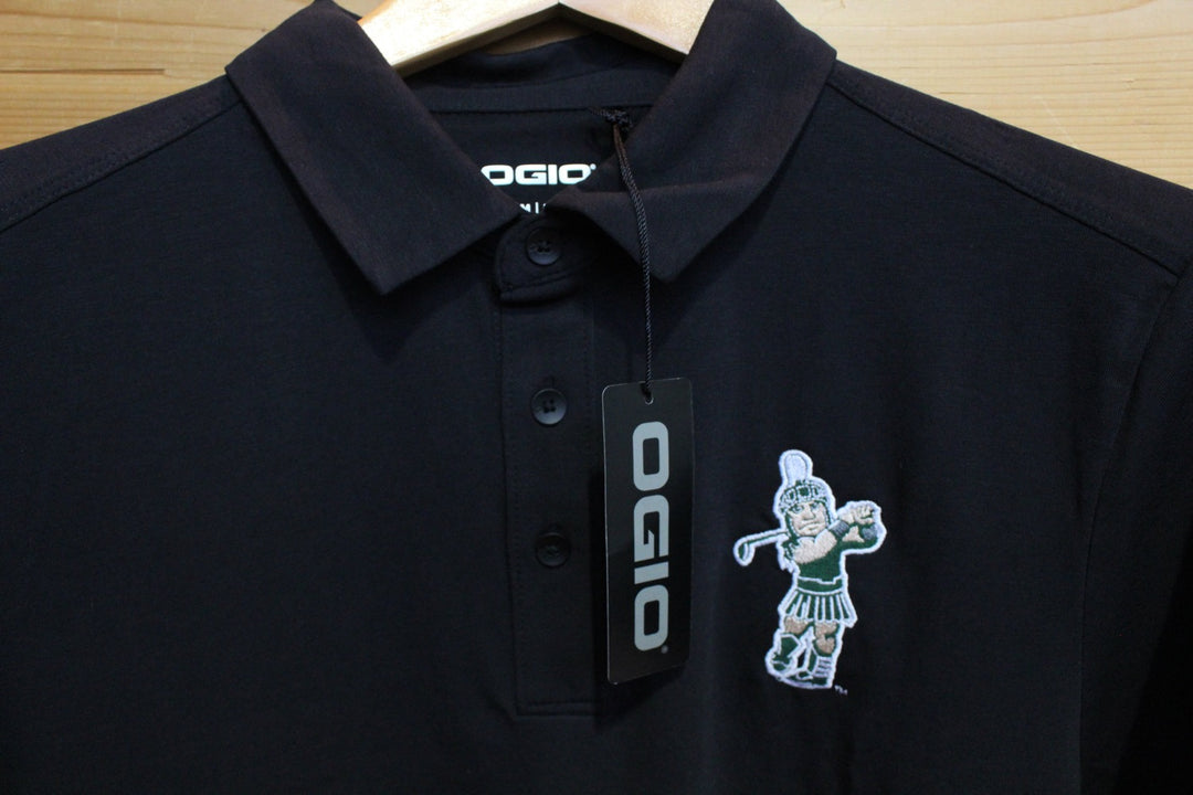 Michigan State University Golf Polo Golfing Sparty Black OGIO Polo