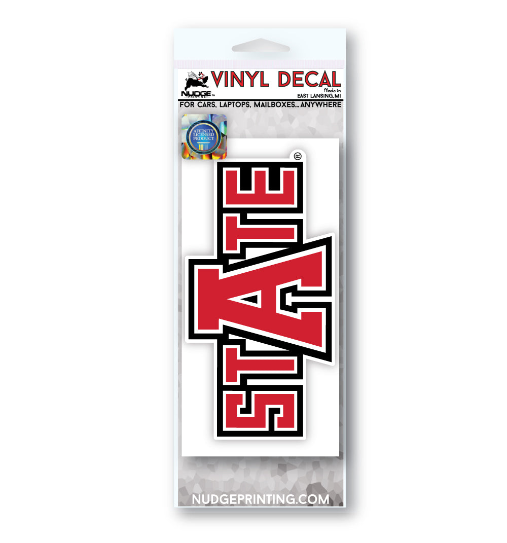 Block "STATE" with "A" Arkansas State Decal 