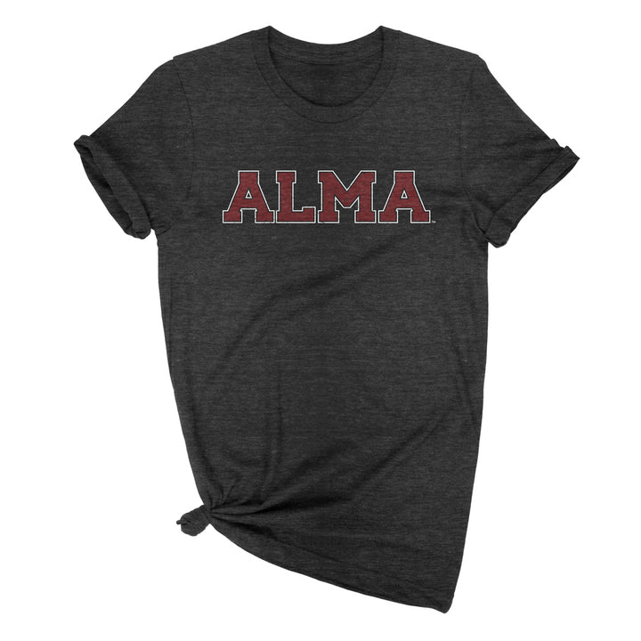 Alma College maroon block logo 