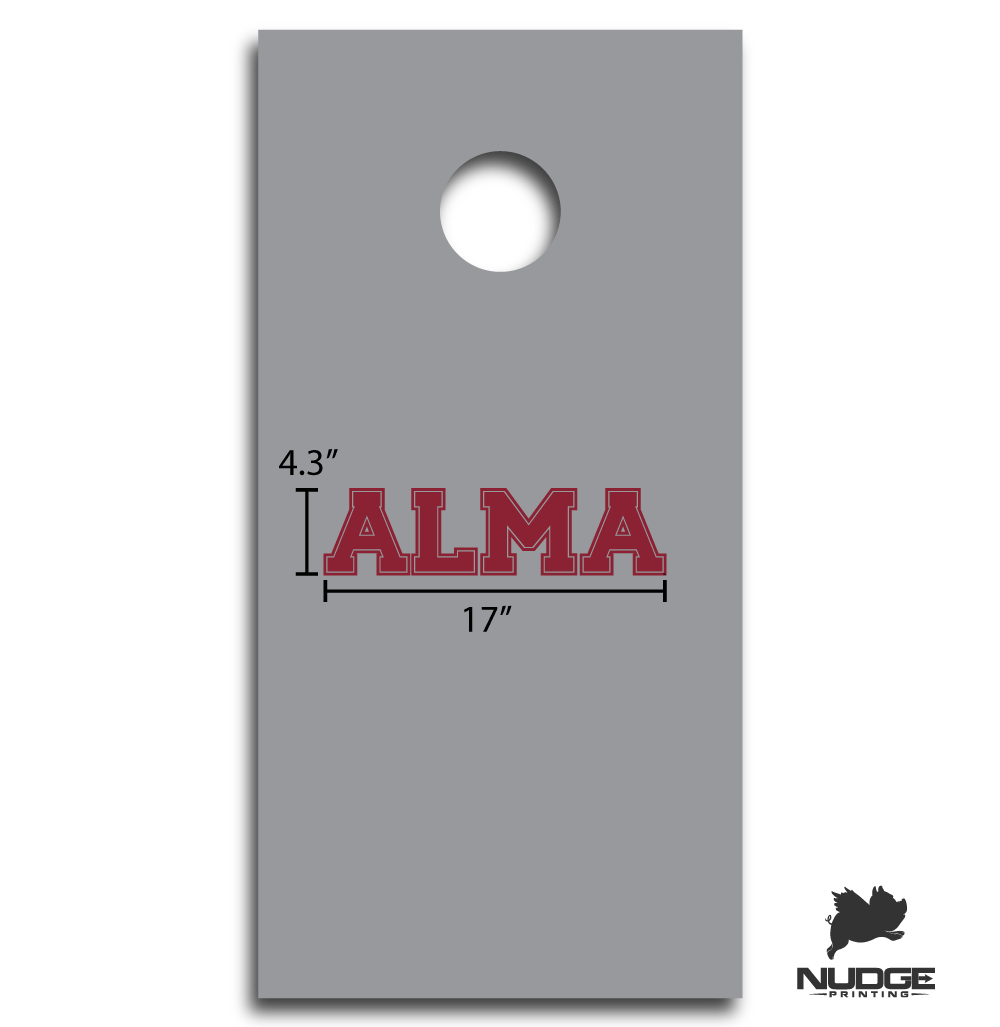 Maroon Alma College Cornhole Decal