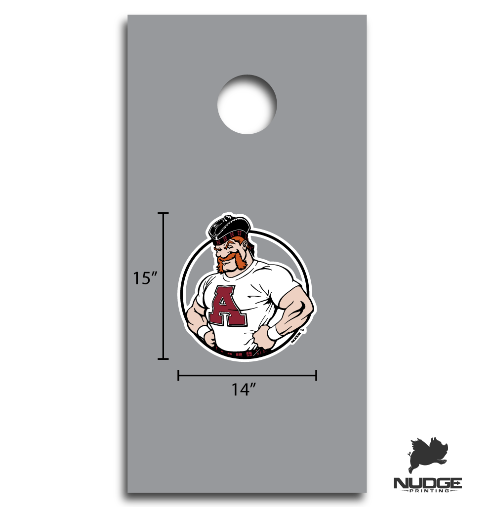 Alma Scotty Maroon White and Black Corn Hole Decal