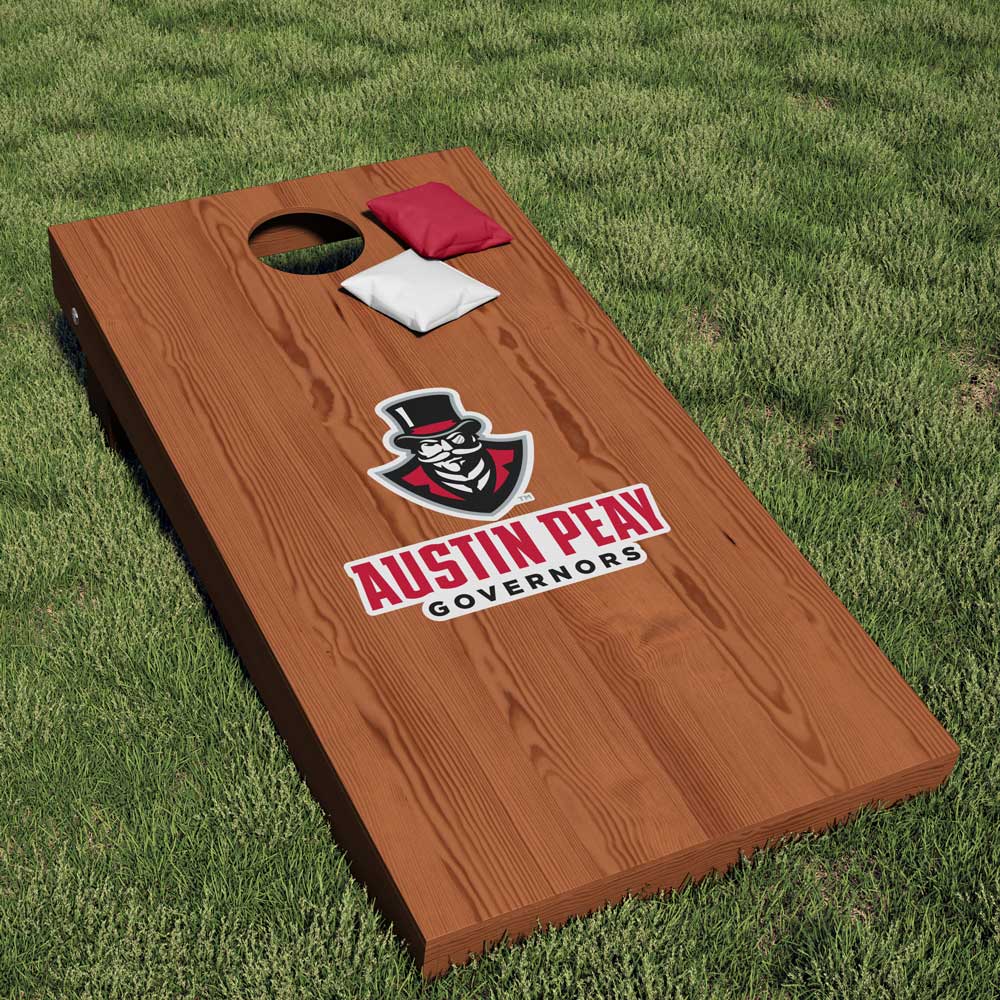 Austin Peay University Combo Logo Corn Hole Decal on Cornhole Board