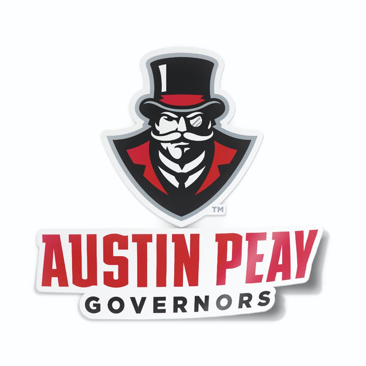 Red, White, Black, and Grey Austin Peay University Cornhole Board Decal