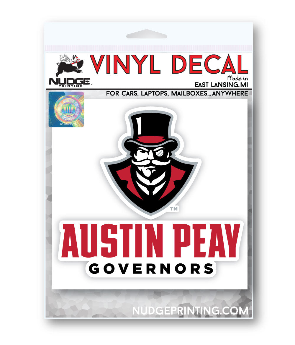 Austin Peay Red, White, and Black Design on Decal