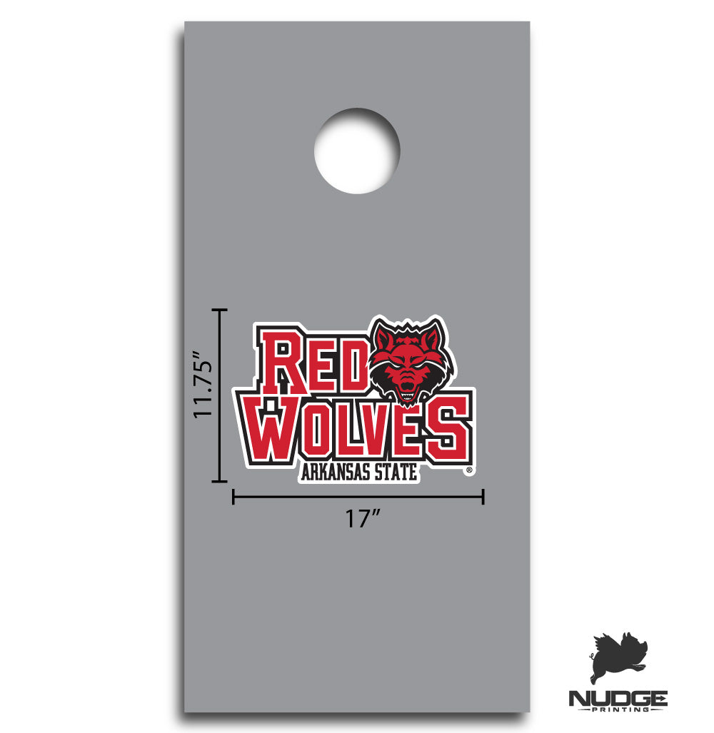 Black, White, and Red Arkansas State "Red Wolves" Logo Dimensions