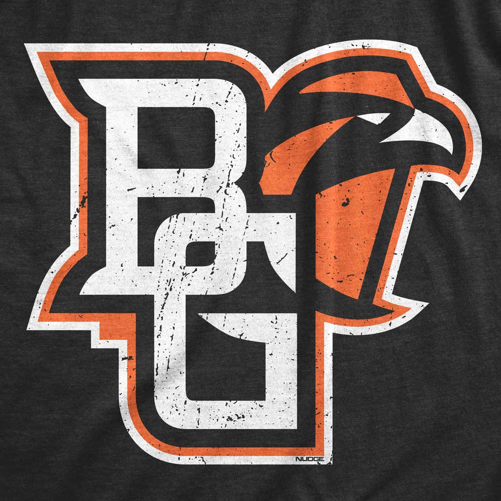 Orange and White "BG" and Falcon" combo logo printed on unisex grey t-shirt