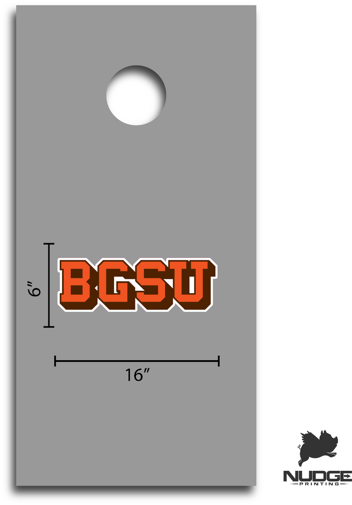 Bowling Green State University Orange Block Logo on Cornhole Board Decal
