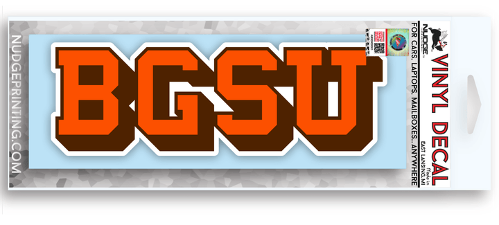 Bowling Green State University Orange "BGSU" Block Design on Car Decal