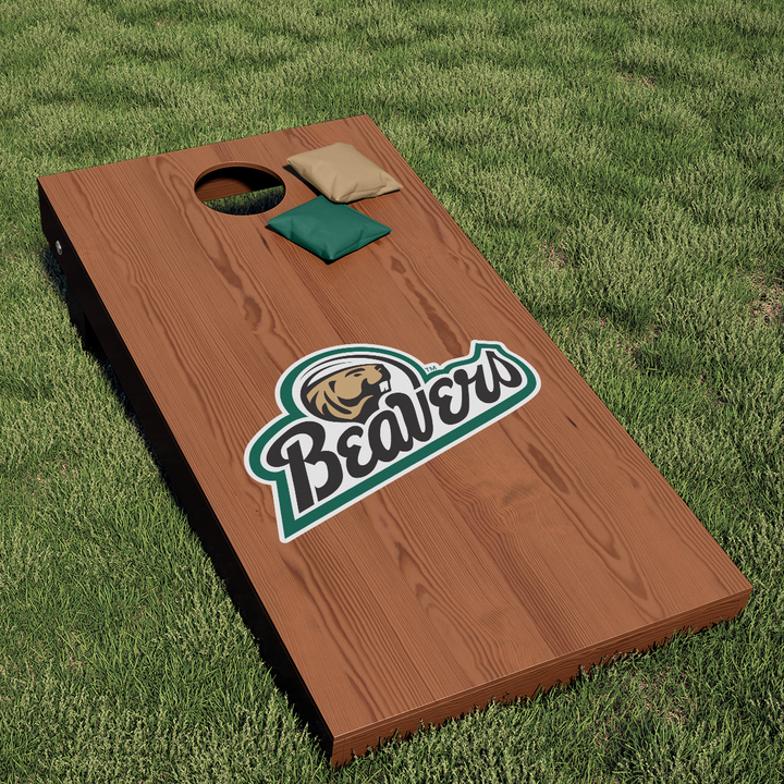 Bemidji State Script "Beavers" Combo Logo Cornhole Decal - Nudge Printing