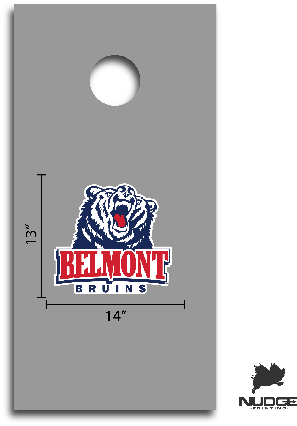 Belmont University Bruins Red, Blue, and White Logo with Bear Head Cornhole Decal for Corn Hole Board