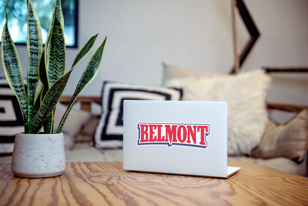 Belmont University "BELMONT" Wordmark Text Decal on Computer 