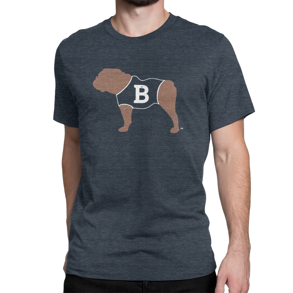 Butler University Blue the Bulldog with "B" on T-shirt