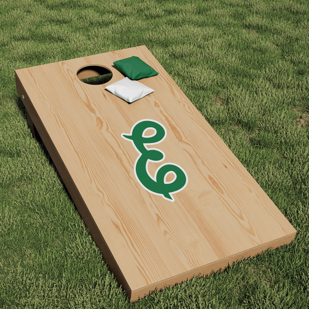 Eastern Michigan University Eagles Script Green E Cornhole Decal