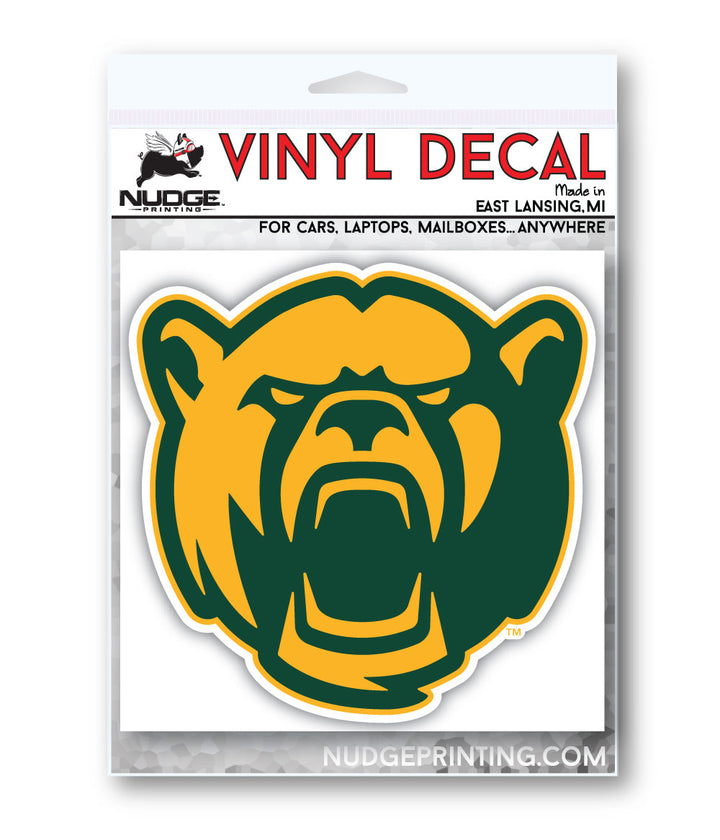 Bear Head Baylor Gold and Green Heavy Duty Decal