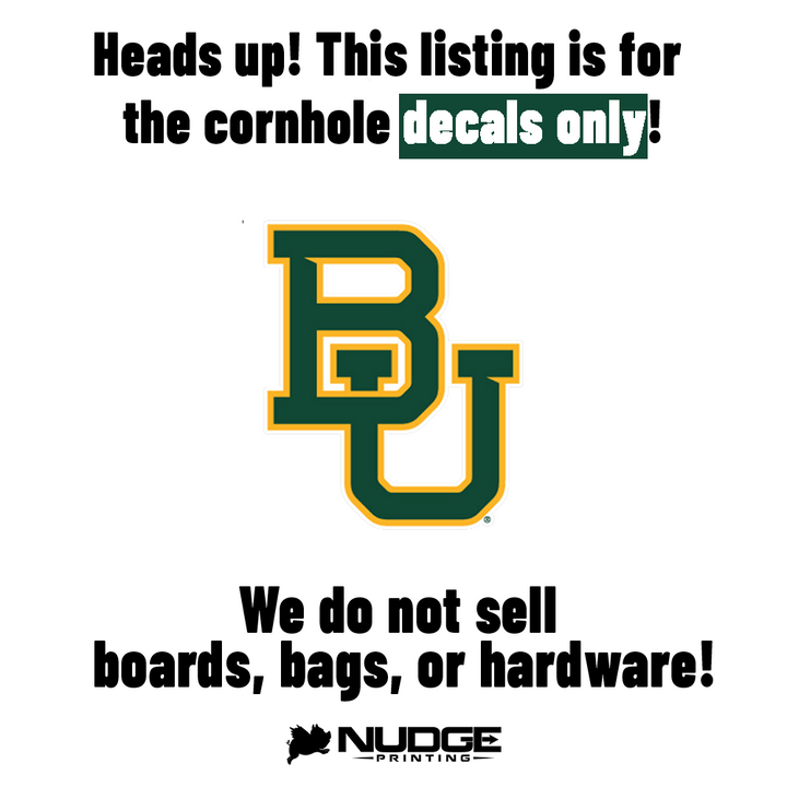 Baylor "BU" Block Logo for Cornhole Board 