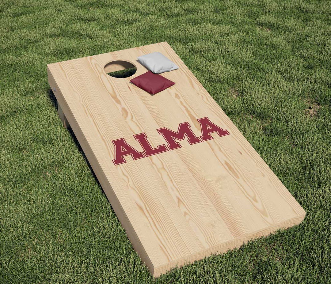 Alma College Cornhole Decal from Nudge Printing