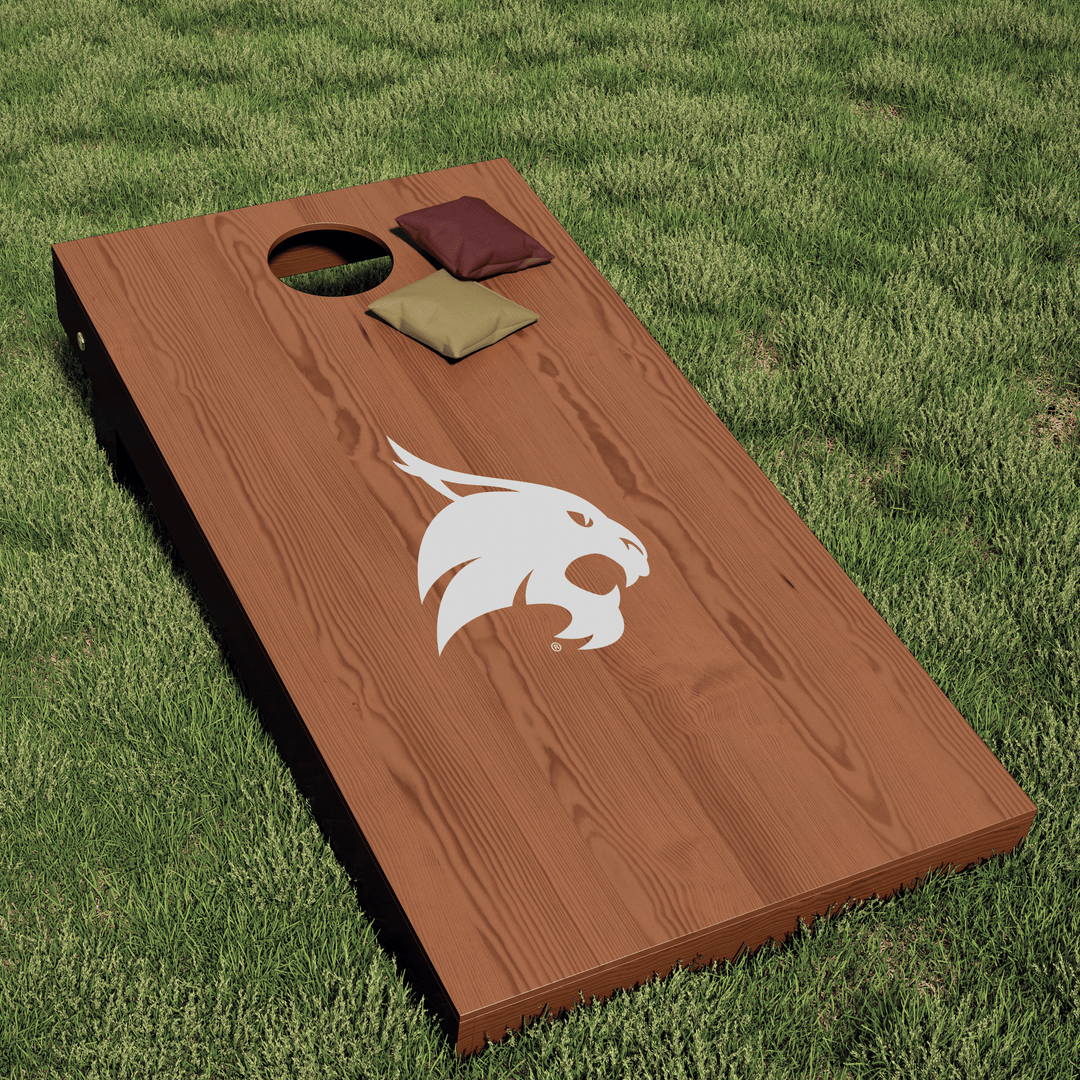 Texas State University White Bobcat Mascot Head DIY Cornhole Decal Sticker