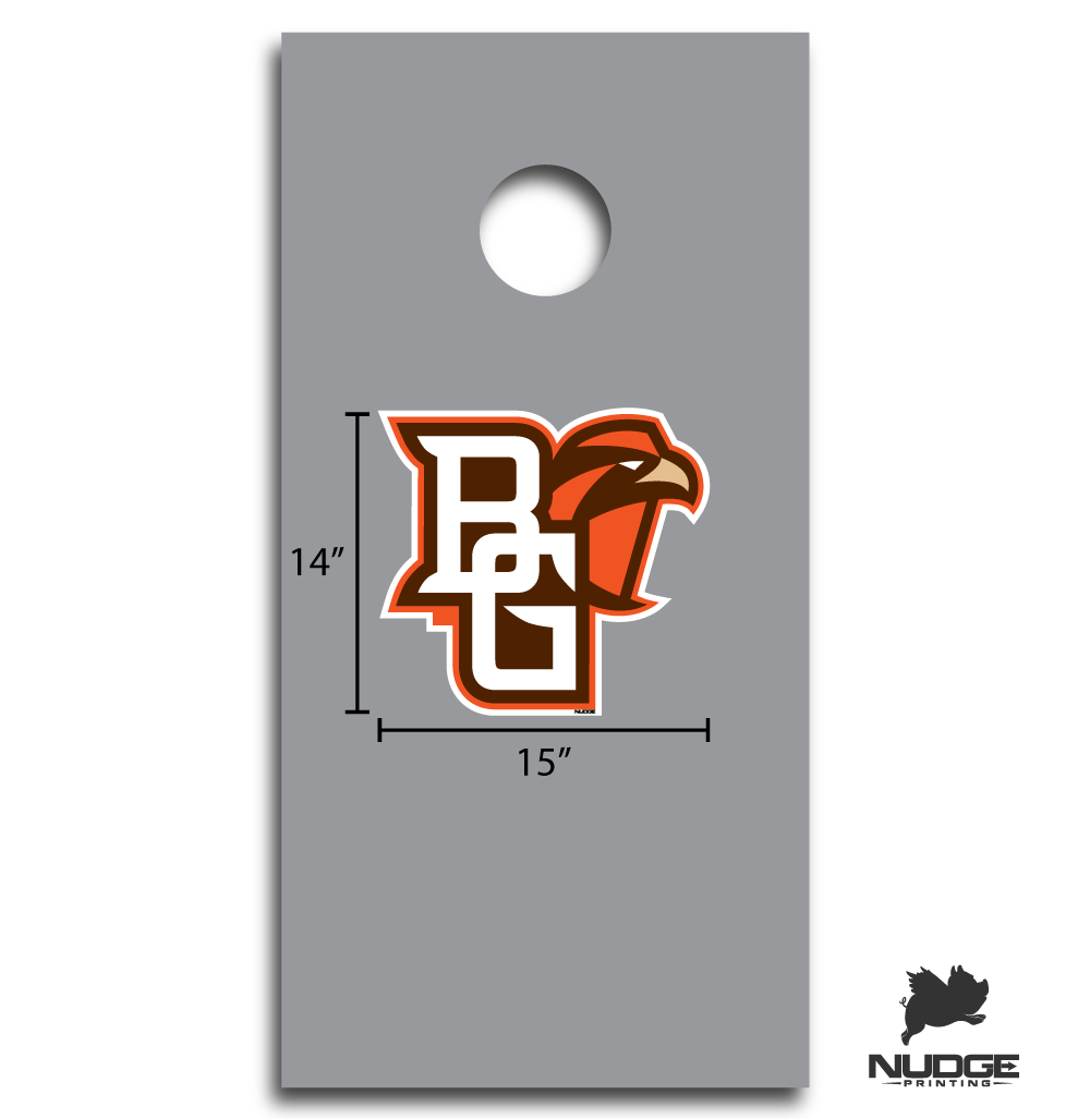 Bowling Green State University "BG" with Falcon Combo Logo Corn Hole Decal