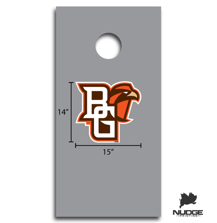 Bowling Green State University "BG" with Falcon Combo Logo Corn Hole Decal