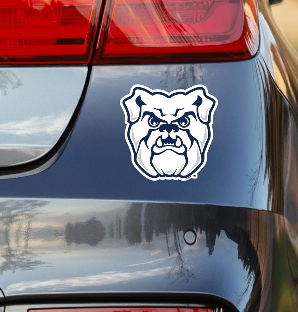 Blue and White Butler University Bulldog Head Decal
