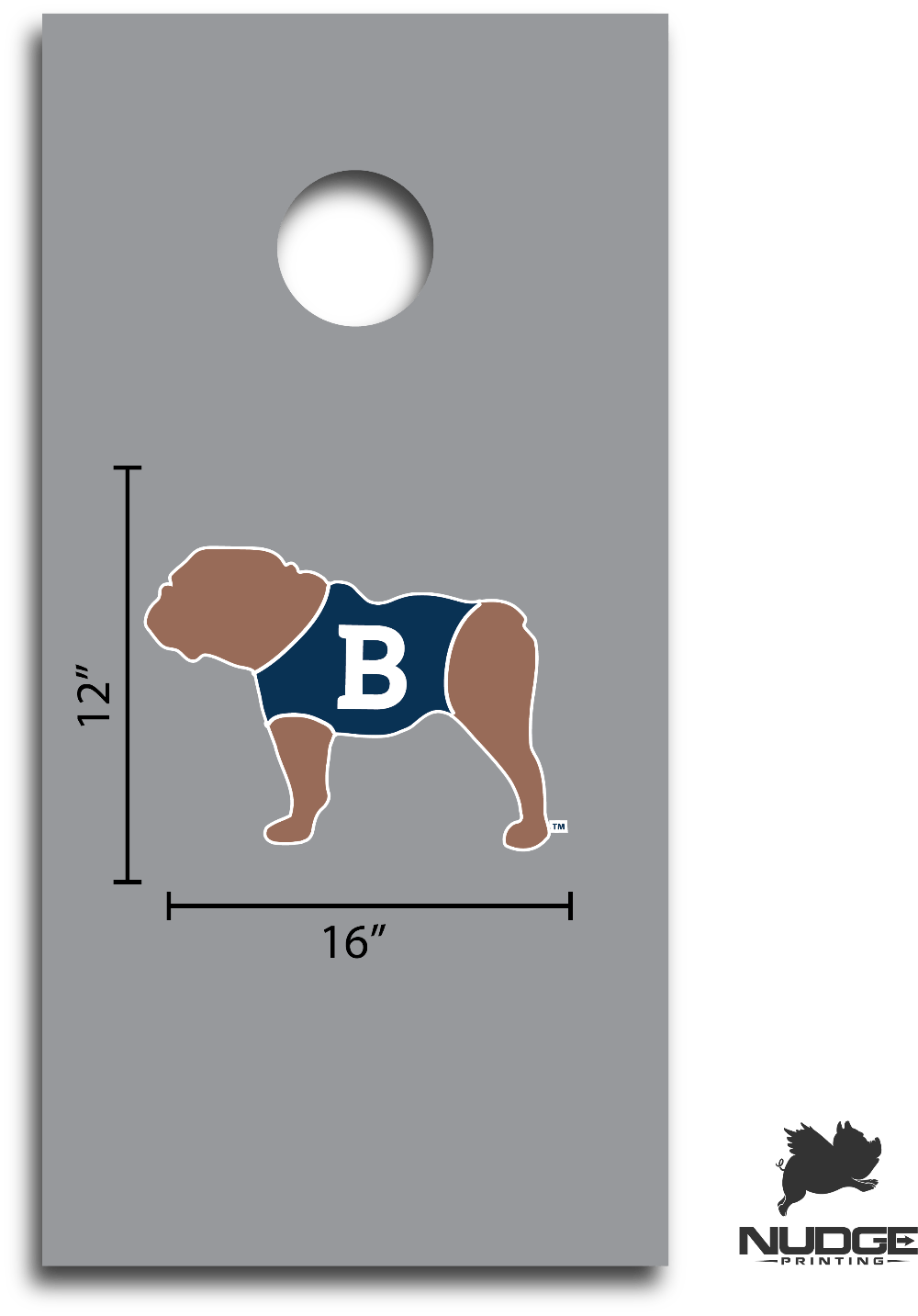 Blue, Tan, and White Butler Bulldog Mascot Cornhole Decal