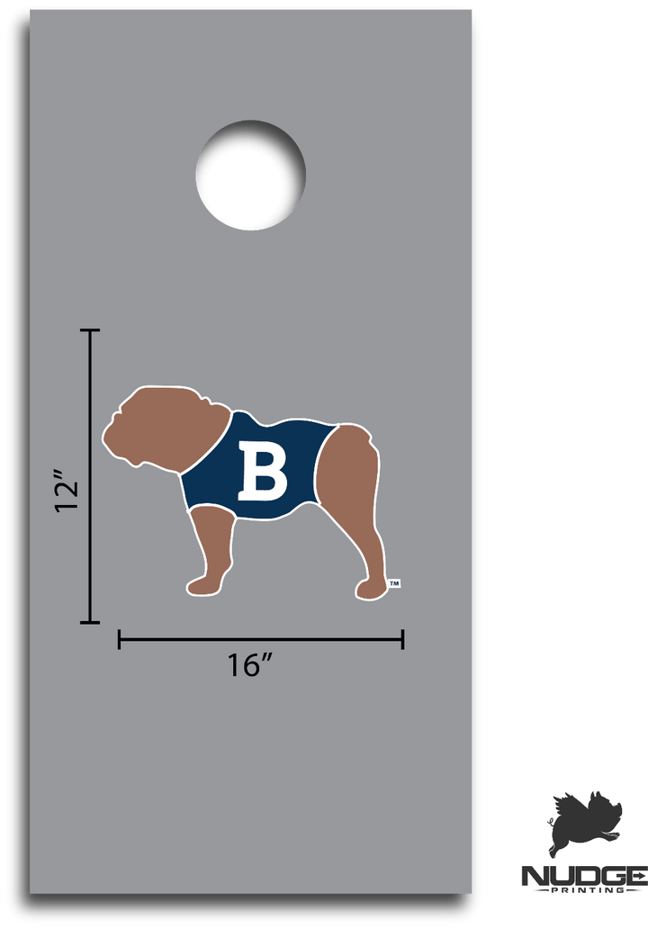 Blue, Tan, and White Butler Bulldog Mascot Cornhole Decal