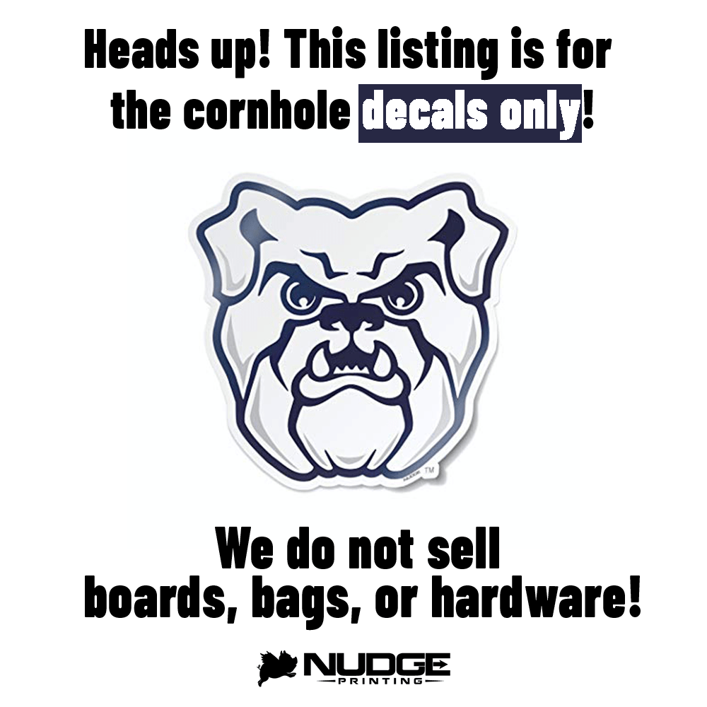 Butler University Bulldog Head Cornhole Decal - Nudge Printing