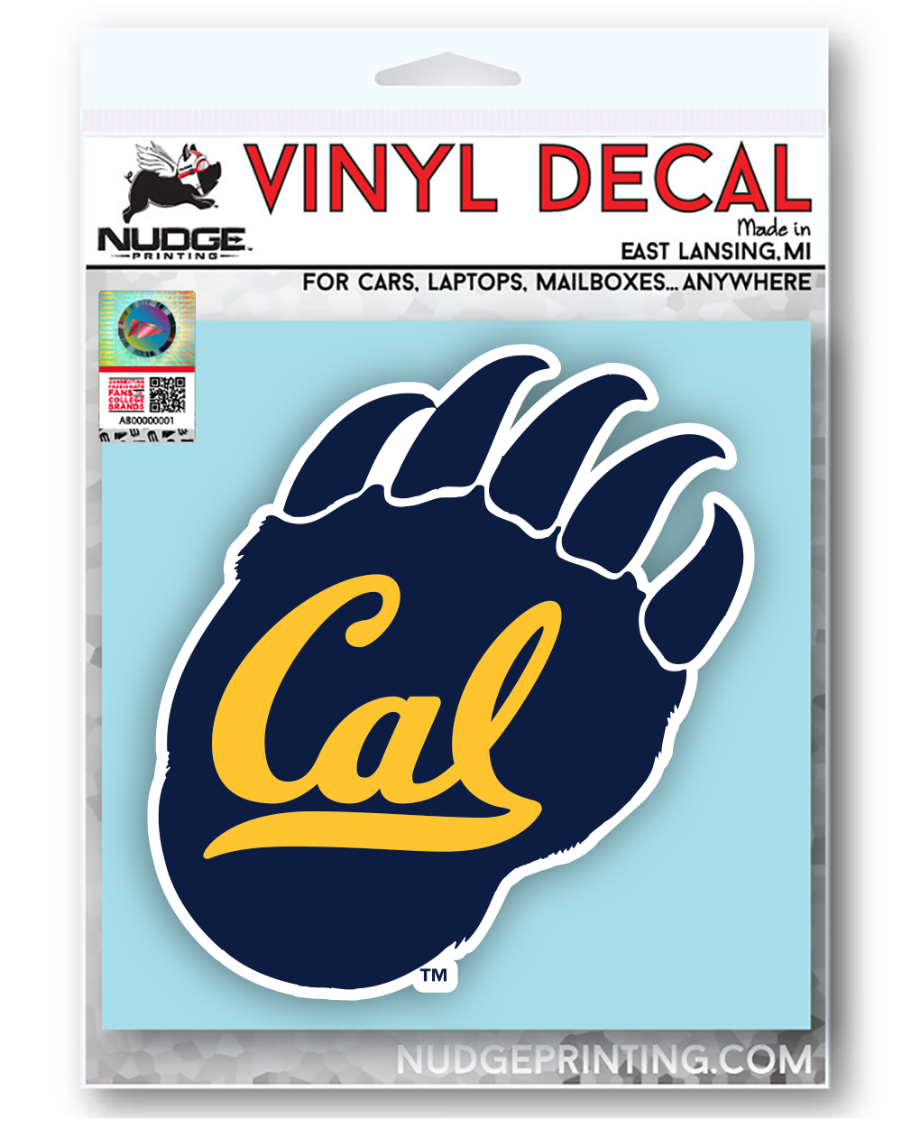 California Berkeley Cal Golden Bears Paw Car Decal Bumper Window Sticker Nudge Printing