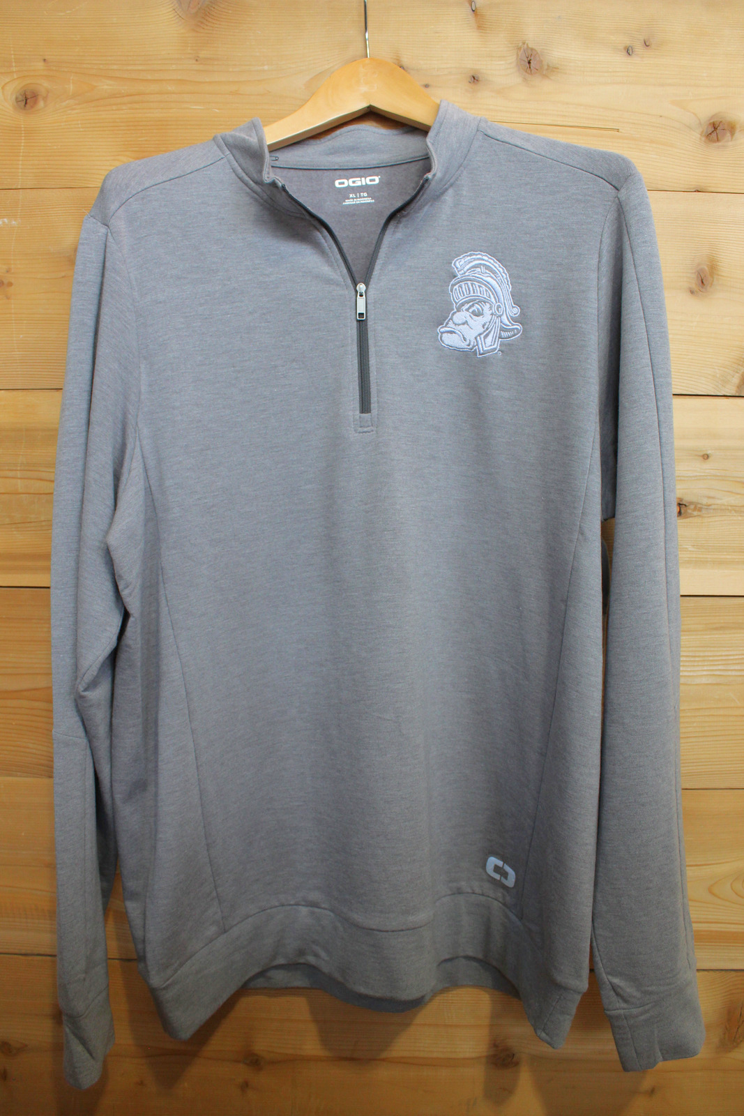 Mens Michigan State Quarter Zip with vintage gruff sparty logo