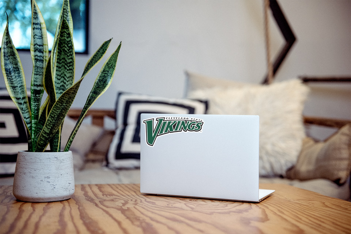 Cleveland Vikings Green and White Decal on Computer