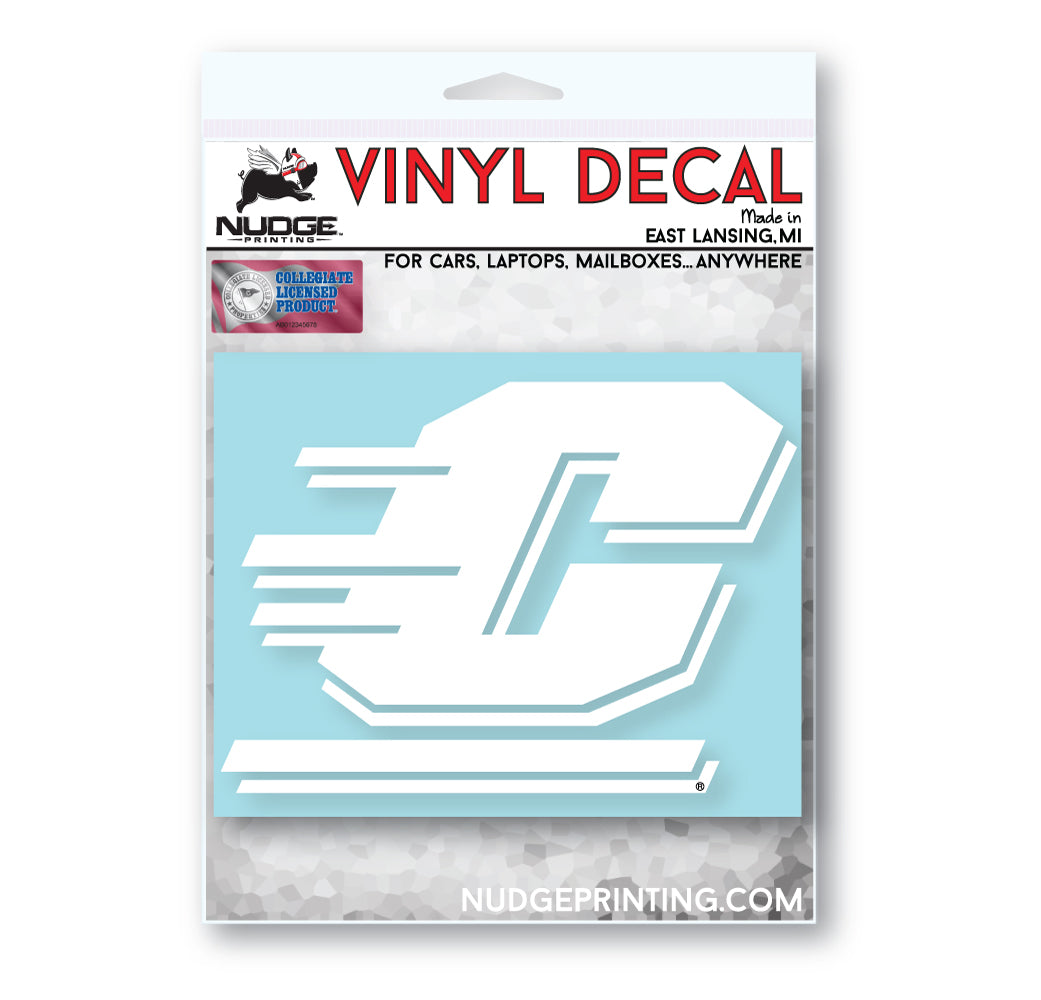 Central Michigan University - White Action C Car Decal - Nudge Printing