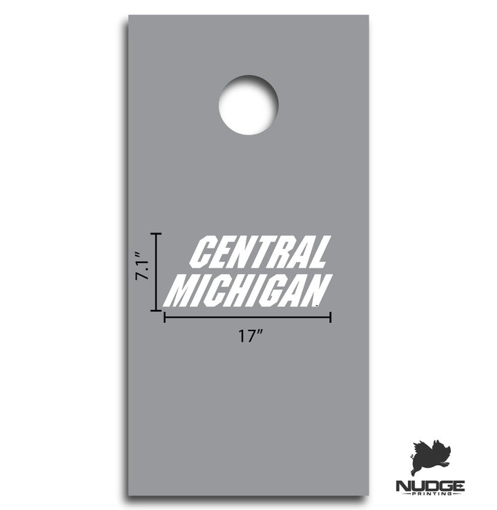 White CMU "Central Michigan" Jumbo Cornhole Decal
