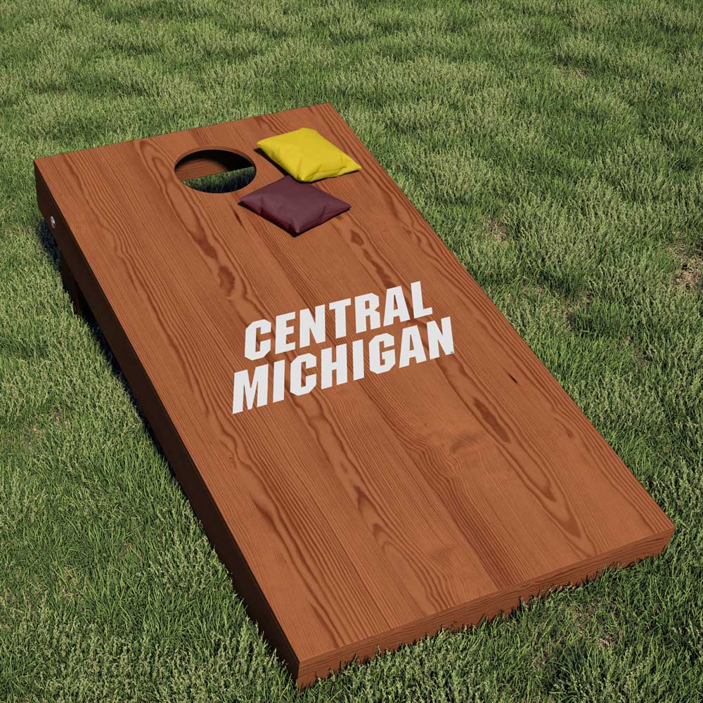 Central Michigan University Chippewas Wordmark Logo Cornhole Decal (White) - Nudge Printing