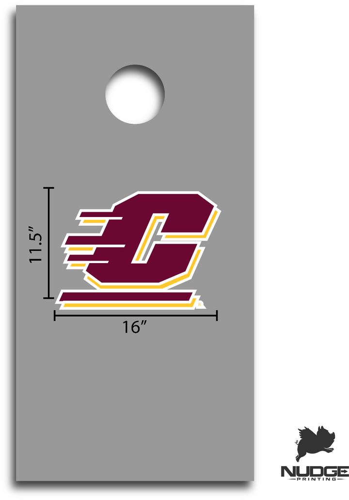 CMU Corn Hole Decal Maroon and Gold Flying "C" Decal