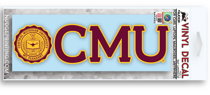 Maroon and Gold Central Michigan University Seal Long Decal