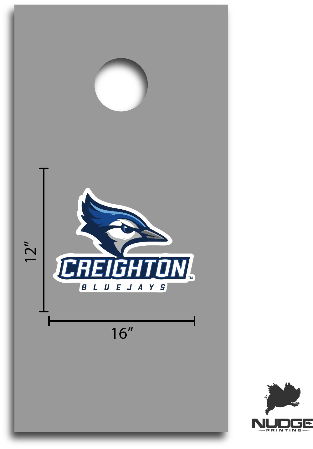 Blue and White Creighton University Logo Jumbo Cornhole Decal