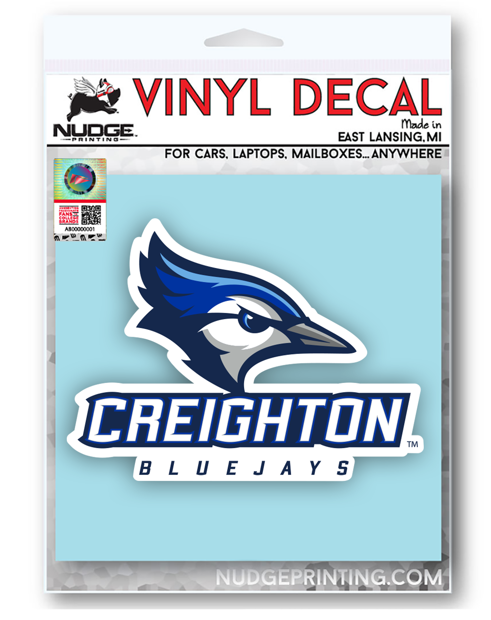 Blue and White Creighton Combo Logo Decal for Car, Computer, and Water Bottle