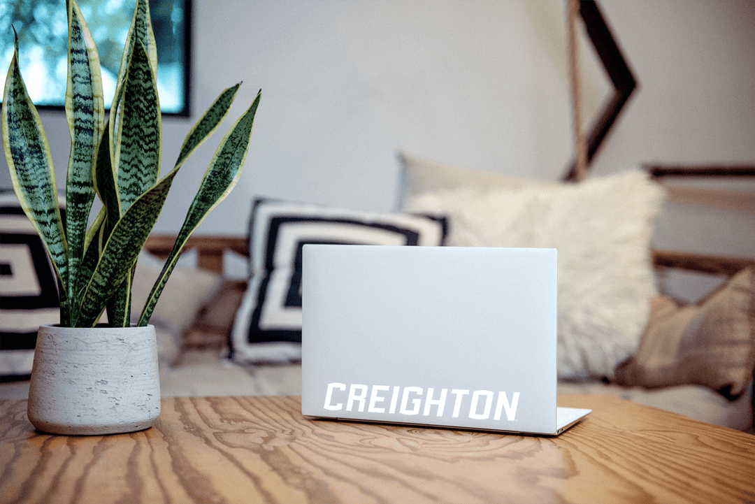 White Creighton University Bluejays Decal on Computer