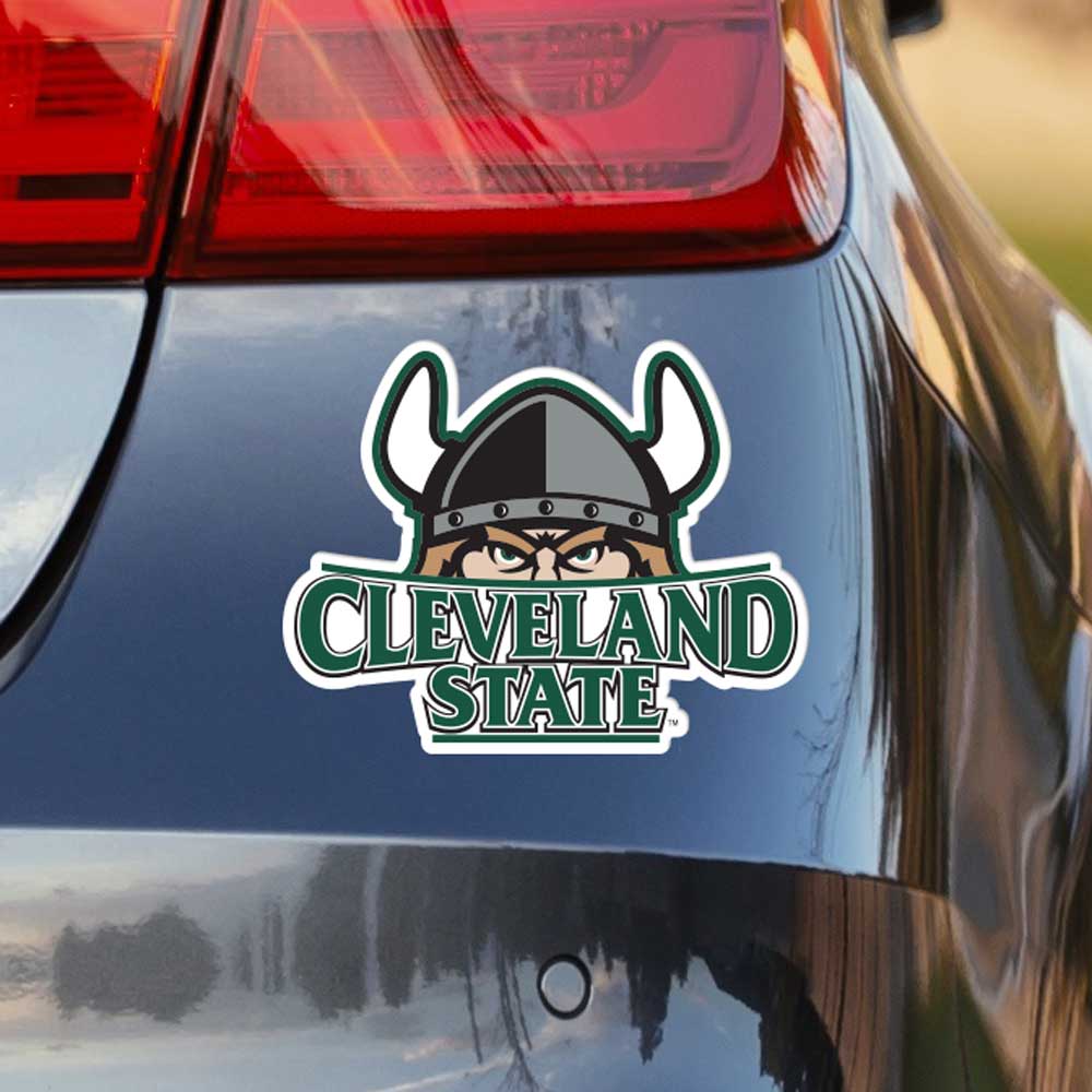 Cleveland State University Magnus the Viking Decal on Back of Car