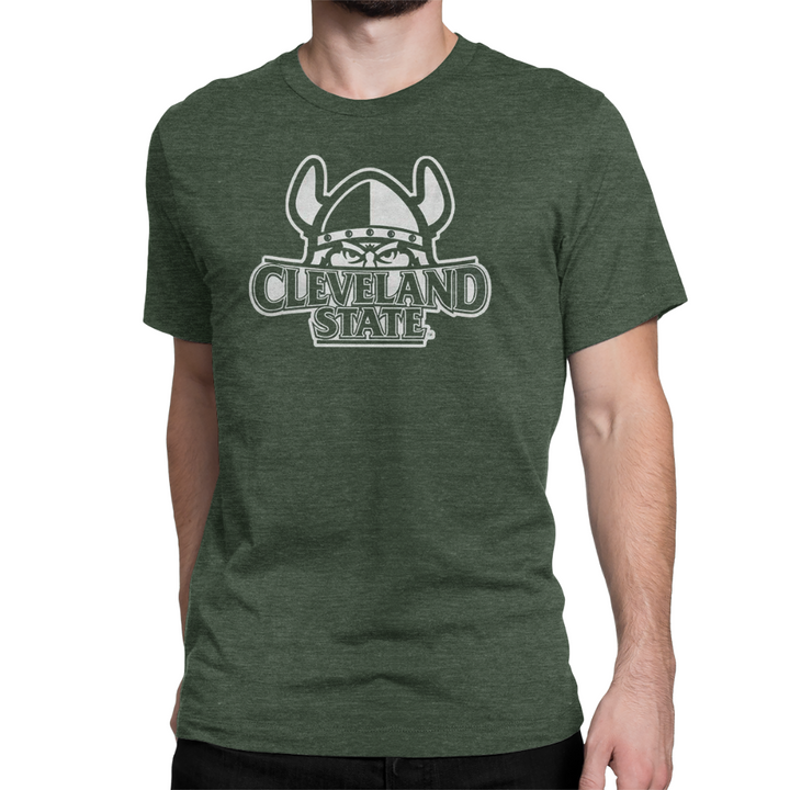 Cleveland State Magnus the Viking Design on Green Super Soft T-shirt