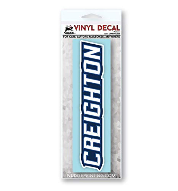 Blue and White Creighton Wordmark Logo Long Decal
