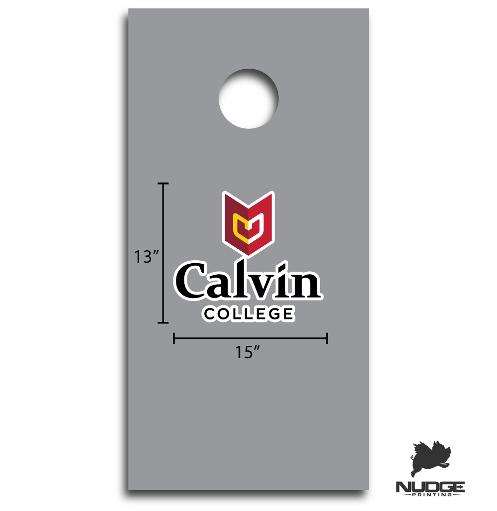 Calvin University Knights Academic Logo Cornhole Decal - Nudge Printing